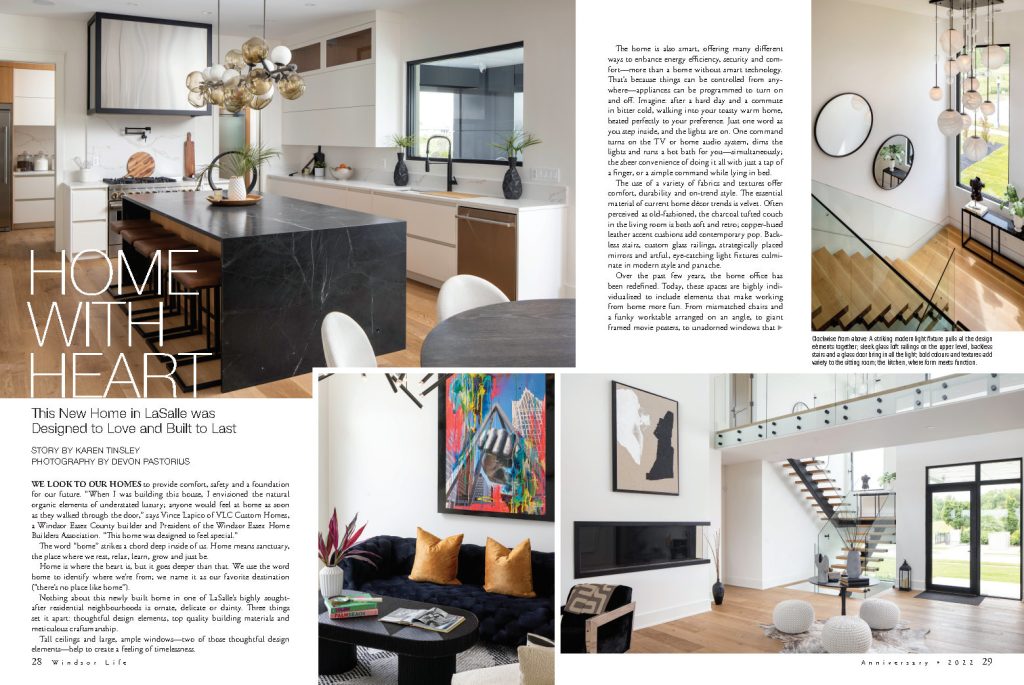 Featured article of home design from Windsor Life Magazine 2022
